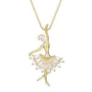 Goldtone Cubic Zirconia Ballerina Pendant Necklace